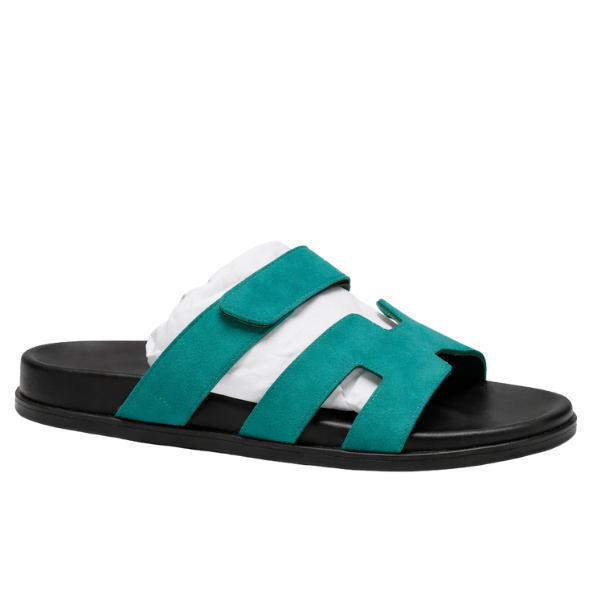 Hermes Chypre Supermaster Suede Flat Sandal Green Fix 207 TOP BATCH UA