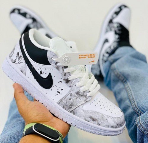 Branded Retro 1 Low Monochrome Splatter White Black - Image 2