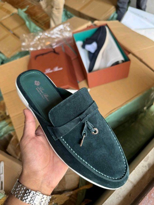 Loro Piana Babouche Loafers Green 212 TOP BATCH UA - Image 2