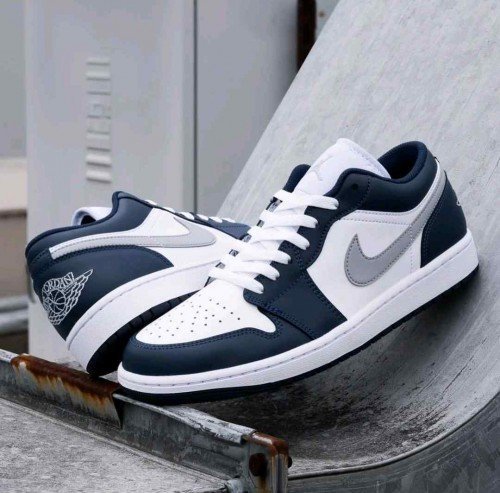 Air Jordan 1 Low Midnight NavyWolf Grey TOP BATCH UA - Image 4