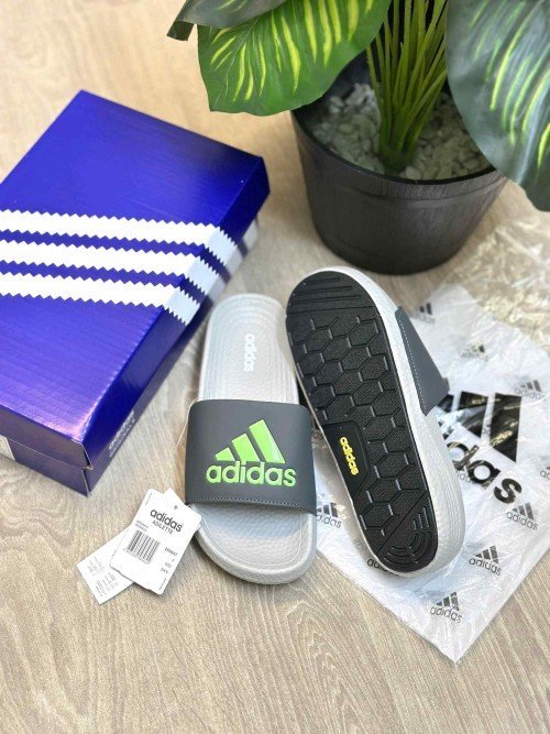 Adidas Hyper Boost Premium Grey Green Slides - Image 2