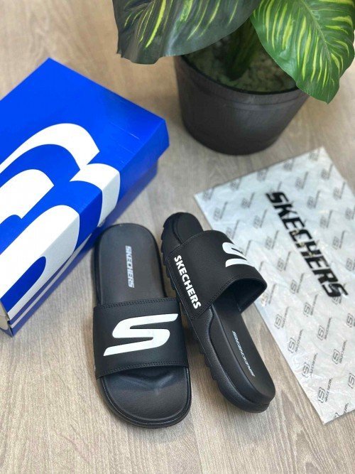 Skechers Soft Comfort Premium All Black Slides - Image 2