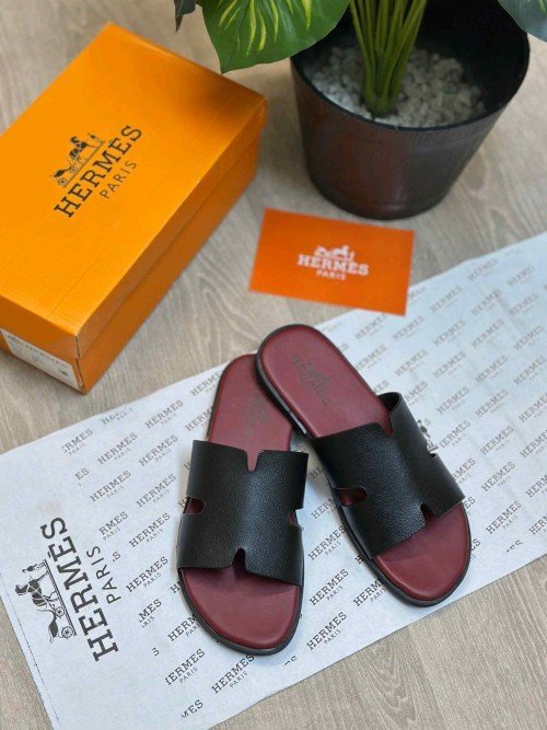 Hermes Izmir Premium Black Cherry Sandal - Image 2