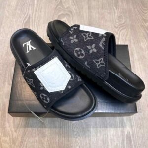 Louis Vuitton Monogram Black White Premium Slides
