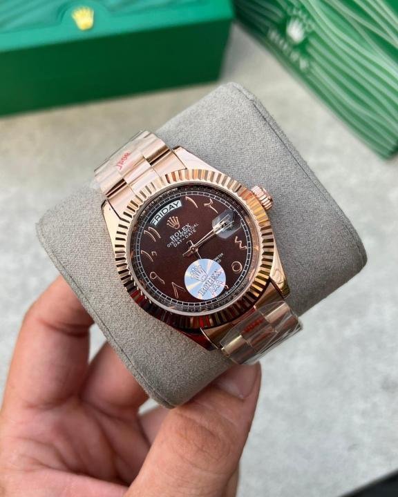 Rolex Oyster Perpetual Day-Date Chocolate Dial Rose Gold Watch - Image 3
