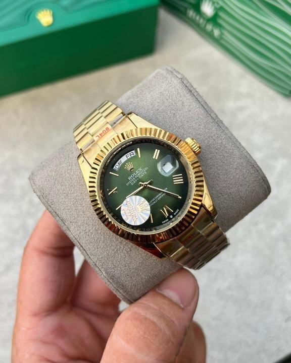 Rolex Oyster Perpetual Day-Date Green Dial Roman Numeral Watch - Image 2