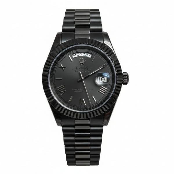 Rolex Oyster Perpetual Day-Date Black Dial Roman Numeral Watch - Image 2