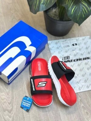 Skechers Go Recover Adjust Premium Red White Slides