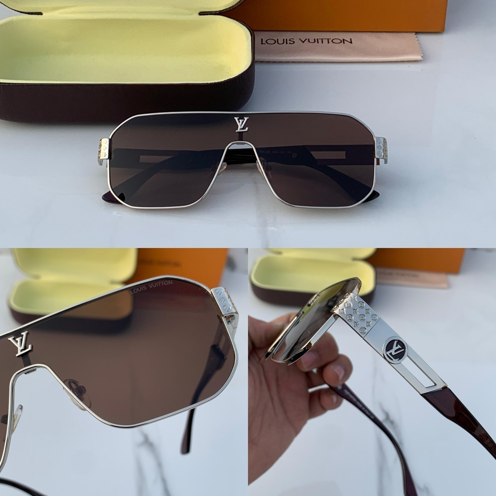 Branded LV 129 silver brown Sunglasses (With Original Kit) - Image 5