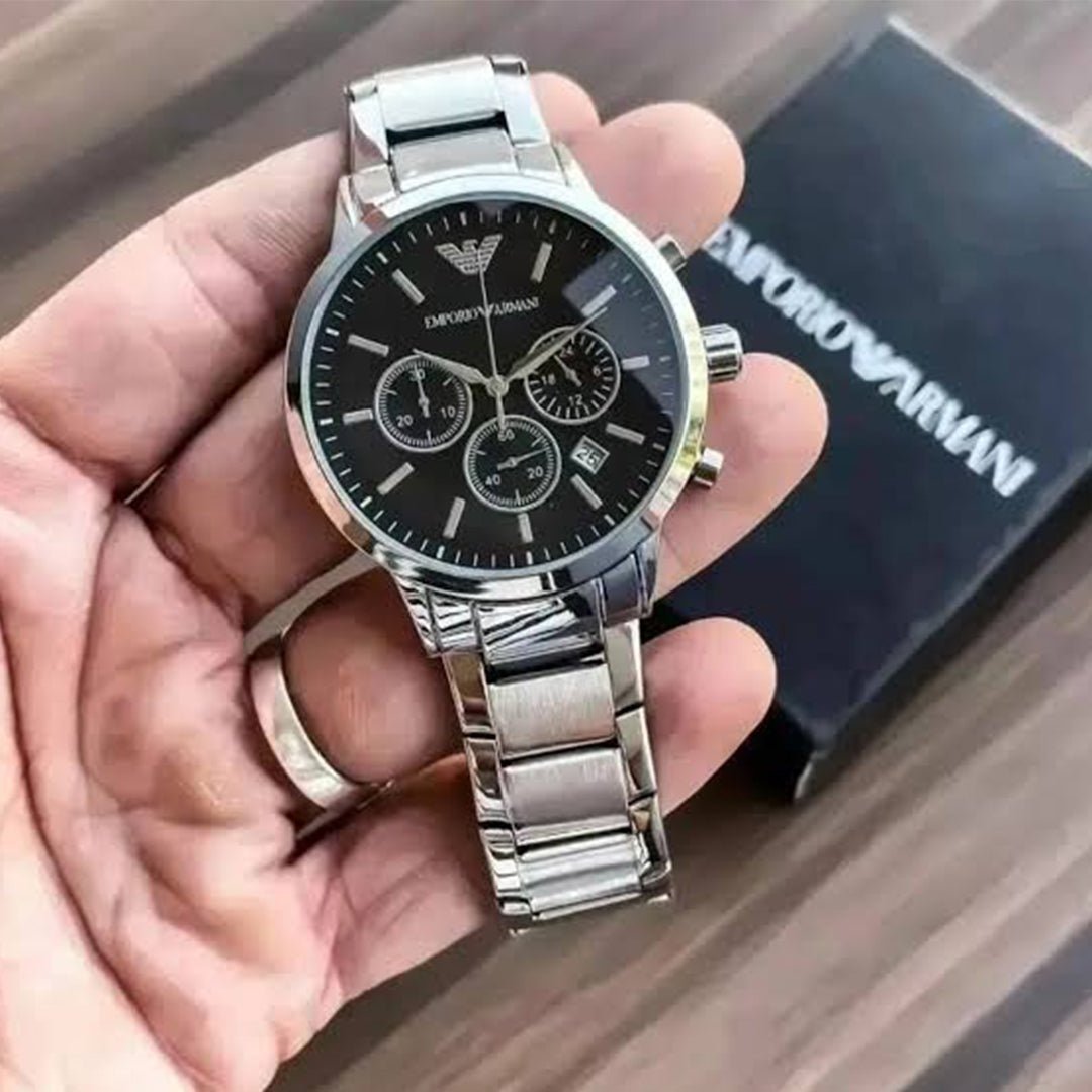 Armani Ar2453 Silver Black Dial Metal - Image 2