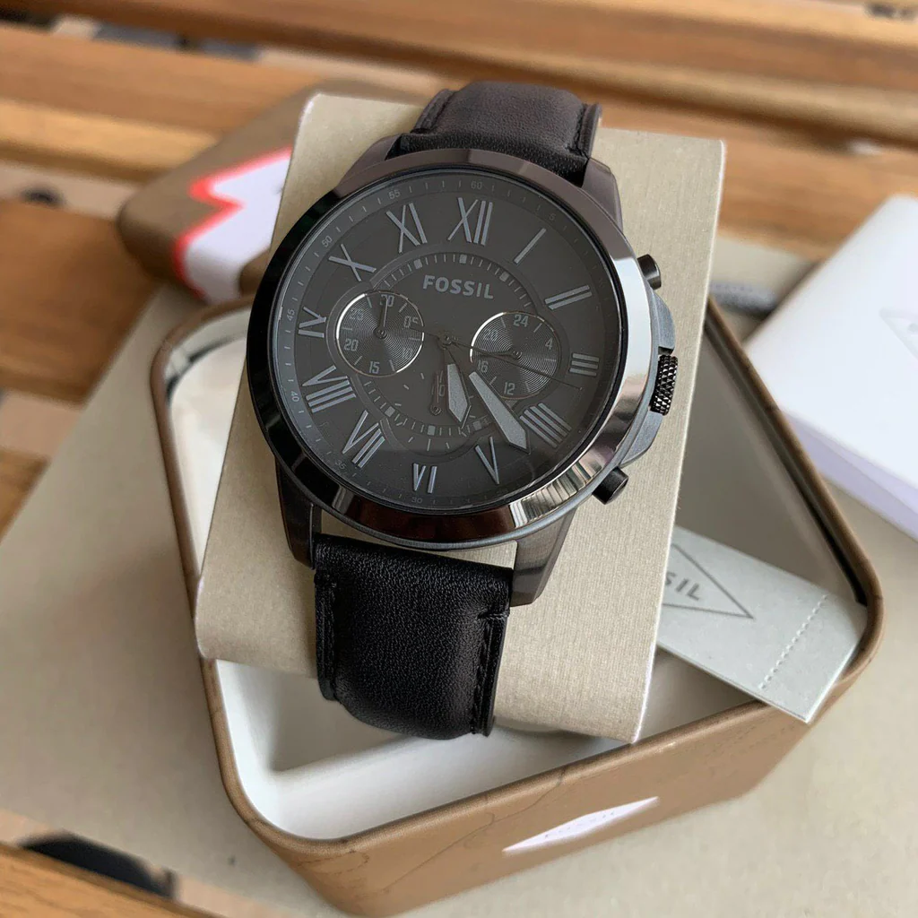 Fossil Grant Leather Belt Full Black Watch - Image 4