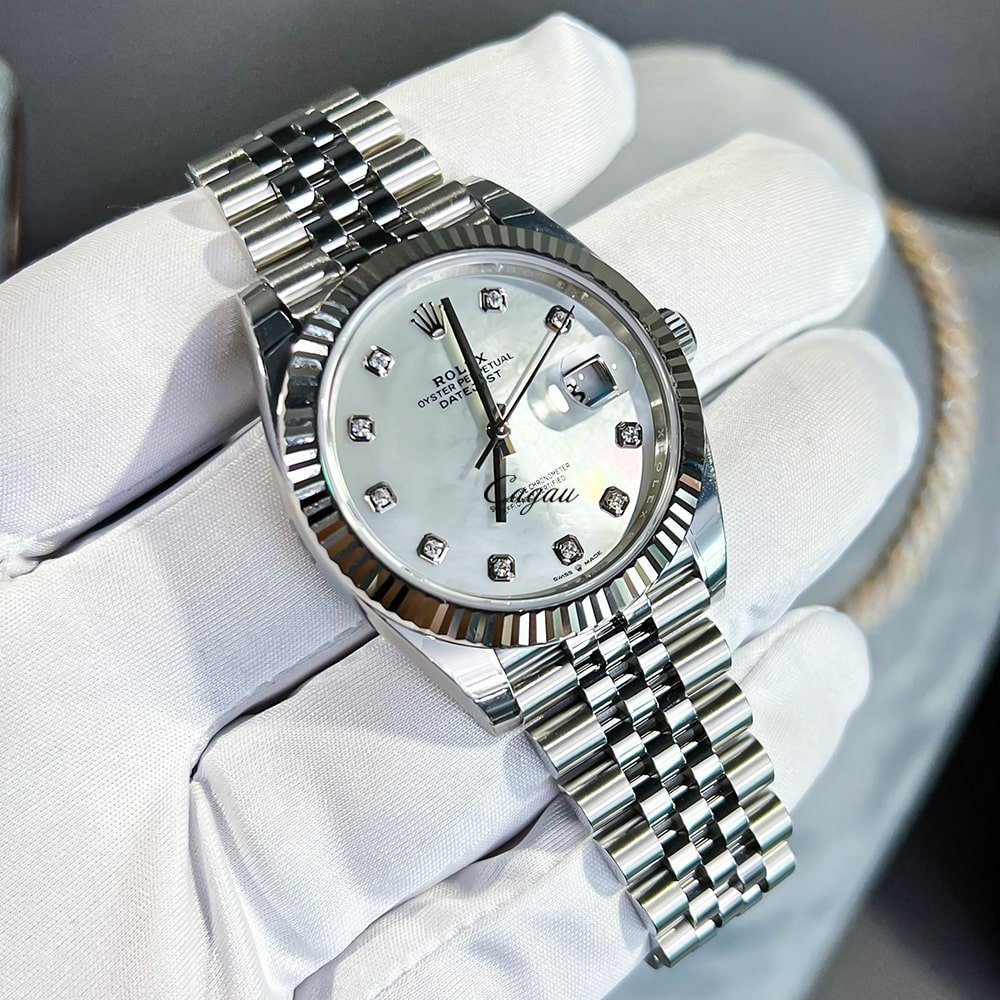 Rolex Date just 41 bright white , diamond-set - Image 3