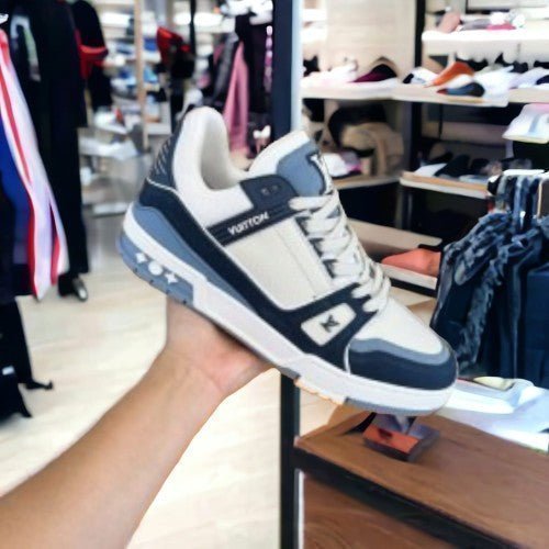 Branded LV Street Style Trainer Sneakers Blue White With Bill For Mens - Image 2