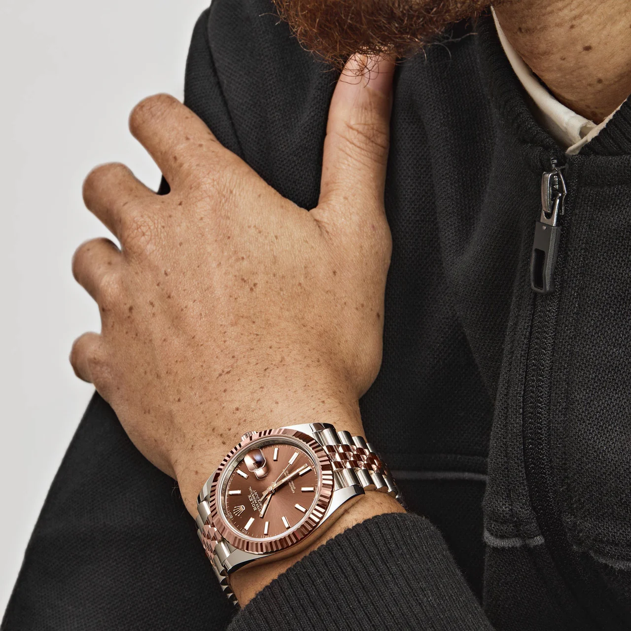 Rolex Date just 41 Two-Toned Rose Gold Stainless Steel Brown Dial - Image 2