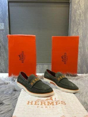 Hermes_logo GRENN 100% Genuine Suede Leather