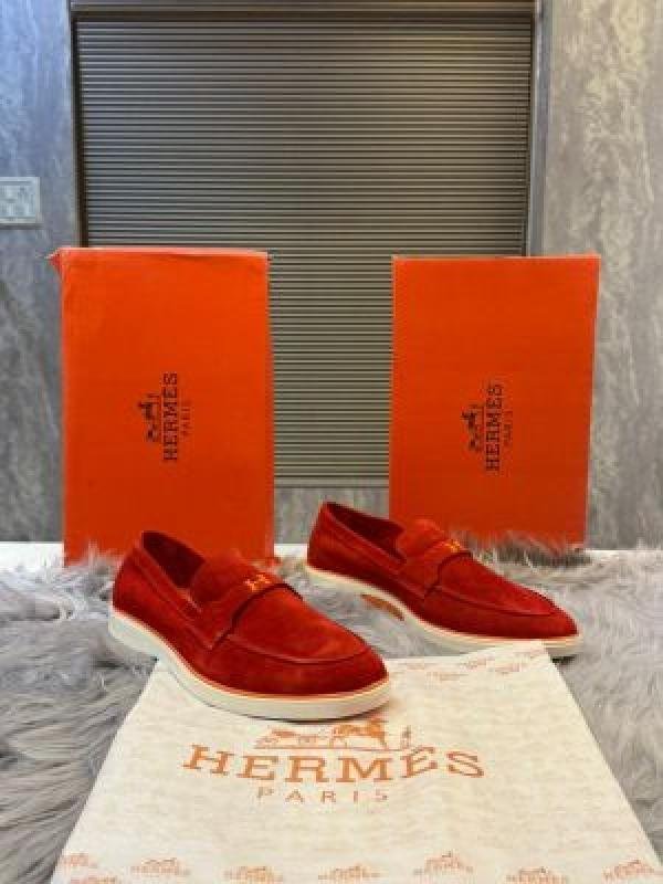 Hermes_logo red 100% Genuine Suede Leather