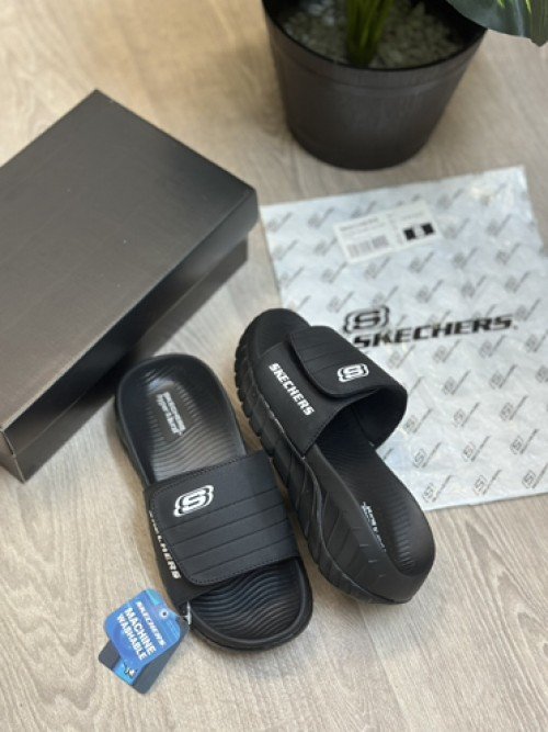 Skechers Go Recover Adjust Premium All Black Slides - Image 2