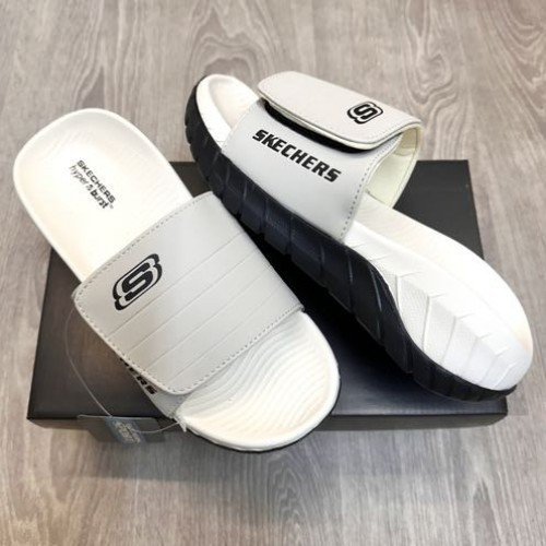 Skechers Go Recover Adjust Premium Beige Black Slides - Image 2