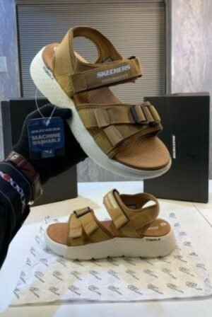 Skecher-rs-Go Walk tan white Premium Sandal