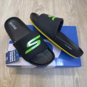 Skecher.s Hyper Burst Go Recover ArchFit Premium Black Green Flip-Flop