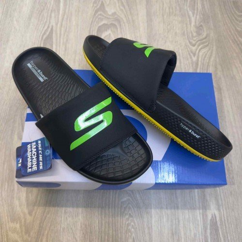 Skecher.s Hyper Burst Go Recover ArchFit Premium Black Green Flip-Flop