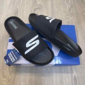 Skecher.s Hyper Burst Go Recover ArchFit Premium Black White Flip-Flop
