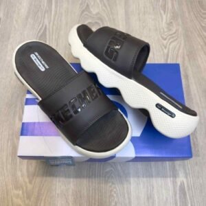 Skecher.s Massage Fit Footbed Brown Cream Slides