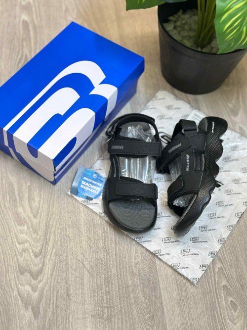 Skecher.s Massage Fit Adjustable Straps Black Grey Sports Sandal - Image 2