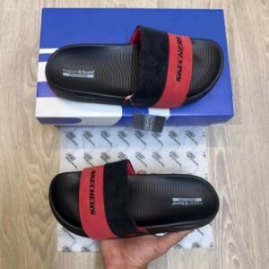Skecher.s Hyper Burst Soft Premium Black Red Flip Flop SE12