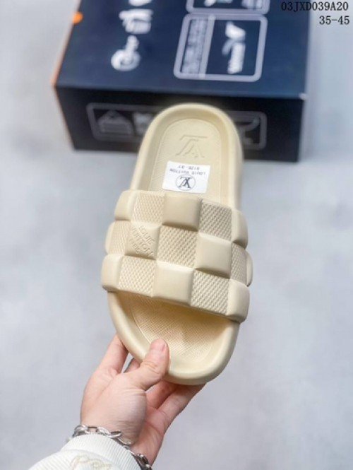 Louis Vuitton Waterfront Mules Chex Maxi Damier Rubber Cream Slide - Image 2