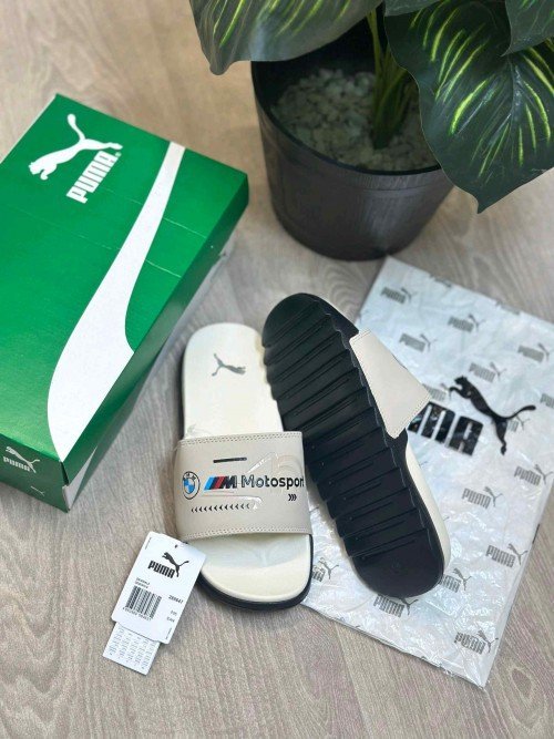 Pumma BMW Motorsport Soft Comfort Premium Beige Black Slides - Image 2