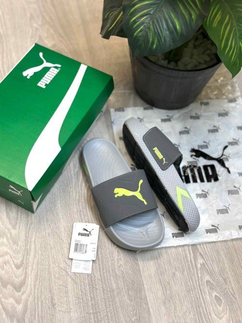 Pum.a SoftridePro Leadpuff Grey Echo Neon Slides