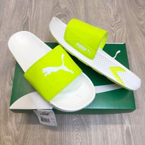Pum.a SoftridePro Leadpuff Lime Yellow White Slides - Image 2