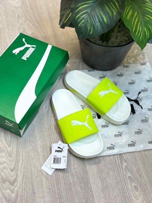 Pum.a SoftridePro Leadpuff Lime Yellow White Slides