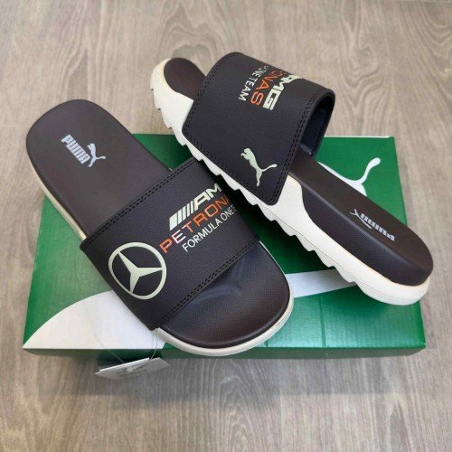 Pum.a Mercedes AMG Petronas Soft Comfort Premium Brown Beige Slides - Image 2