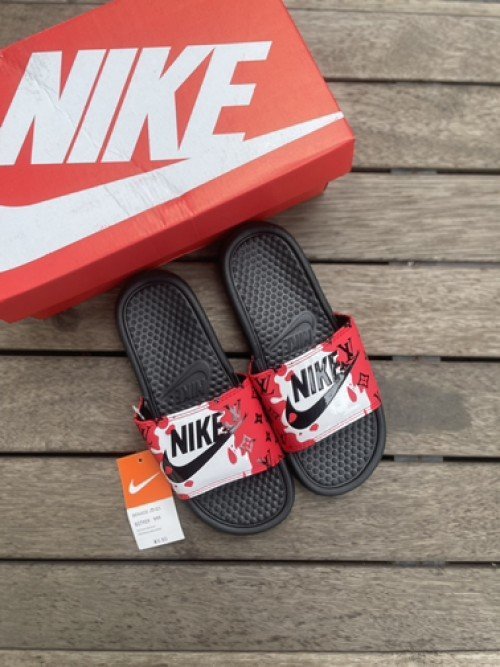 Loui_s Vuitton X Nike Benassi JDI Slides Red
