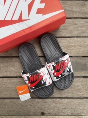 Loui_s Vuitton X Nike Benassi JDI Slides Black
